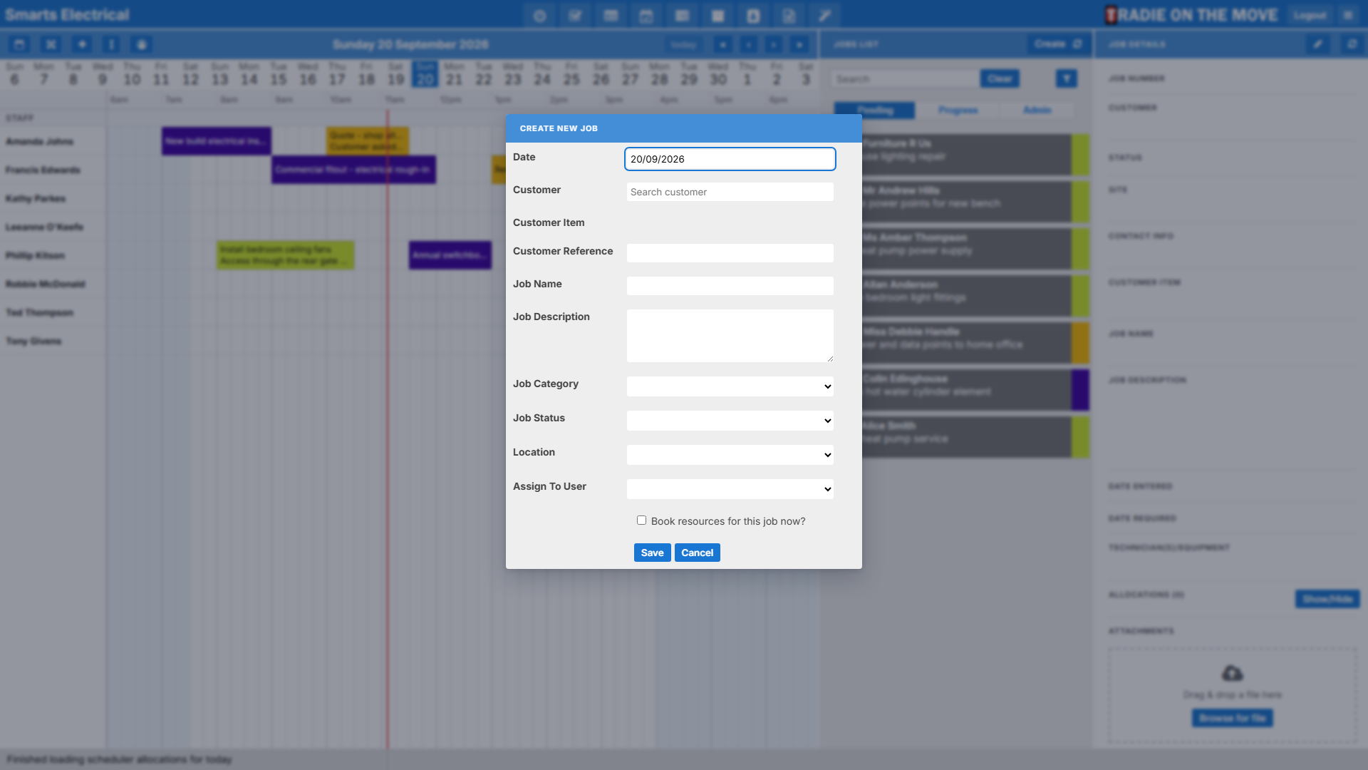 The Create New Job dialog